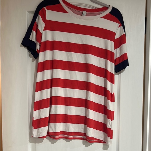 Celeste Tops - Celeste Red and White Striped Tee